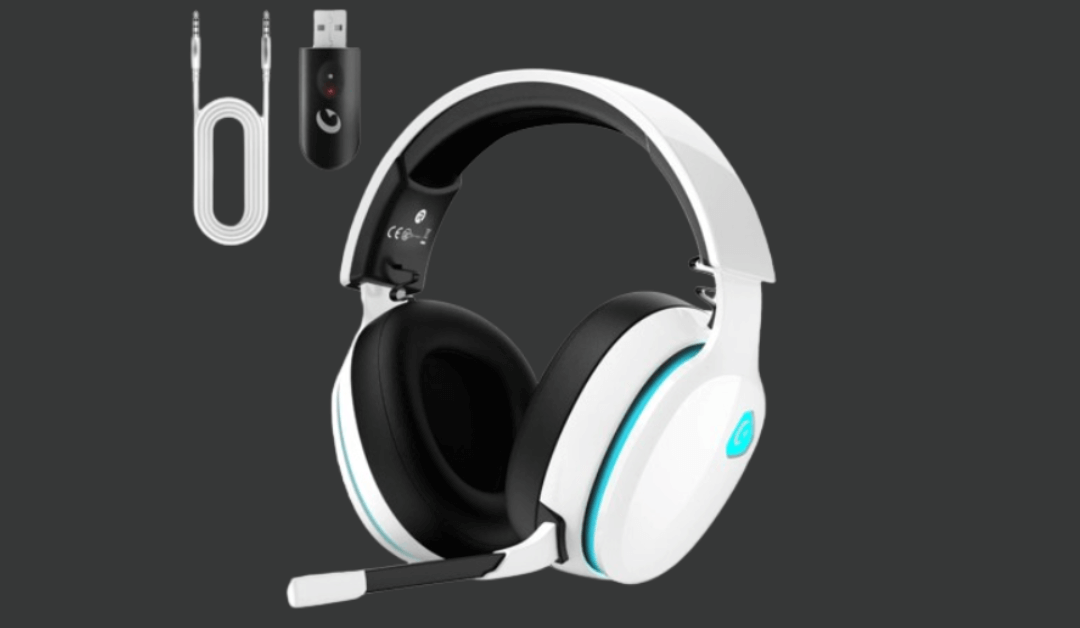 Ecomoment Wireless Gaming Headset – USB Gaming Headphones with Detachable Noise Canceling Mic