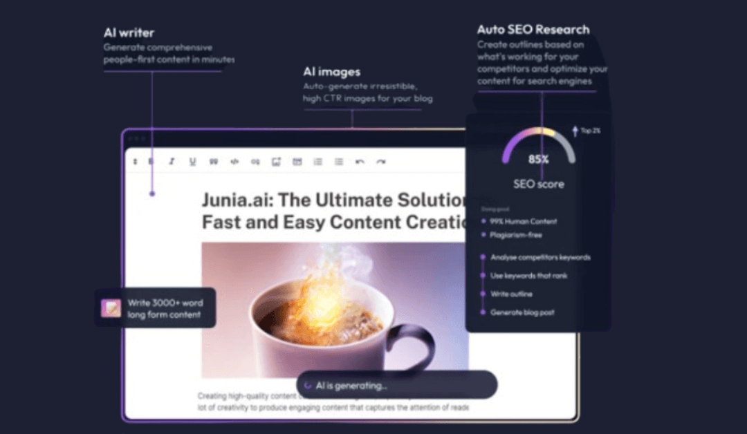 Junia AI Generate high-ranking content that drives more traffic to your site